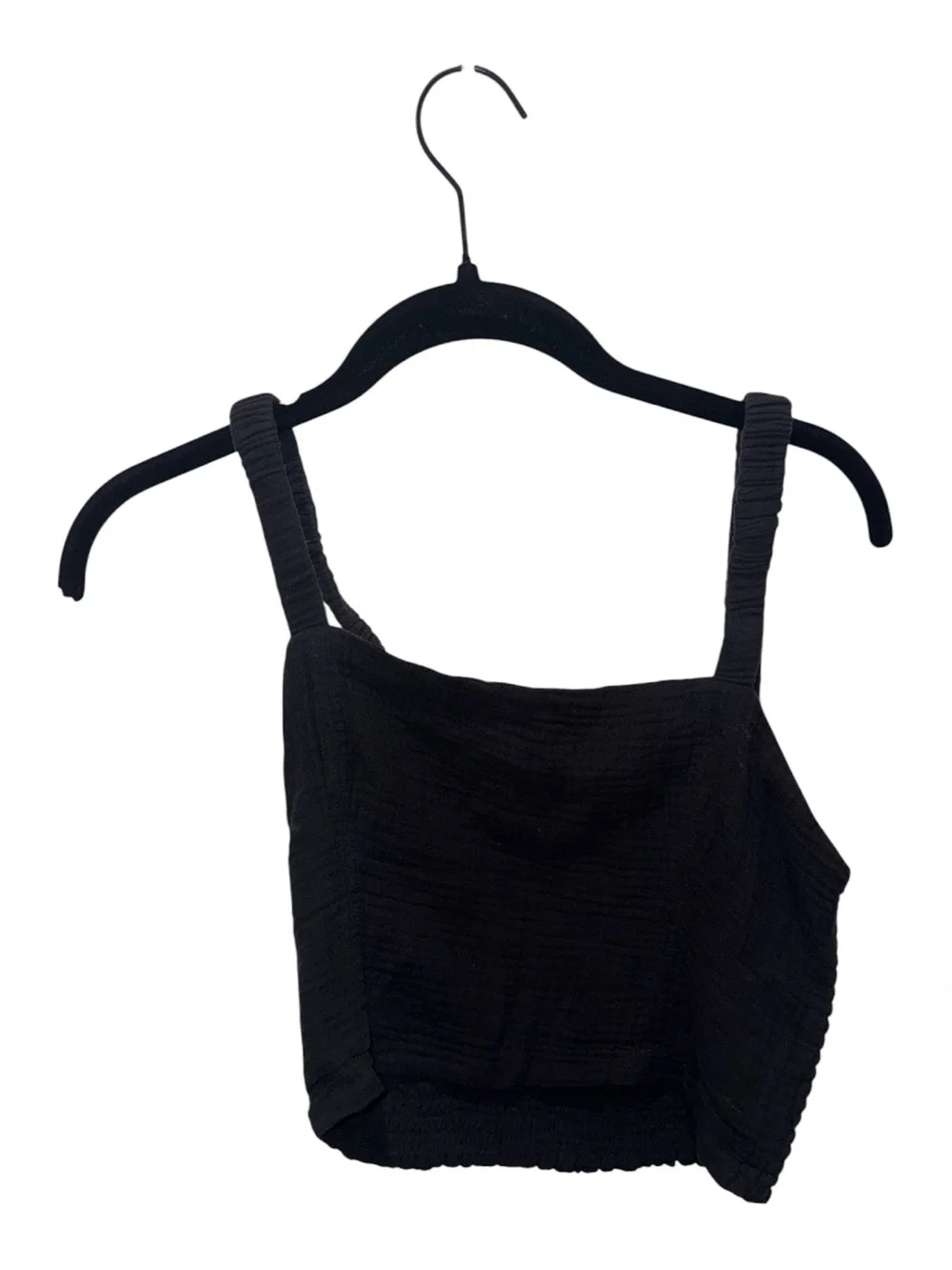Z Supply Black Gauze Smocked Sleeveless Crop Tank Top Small